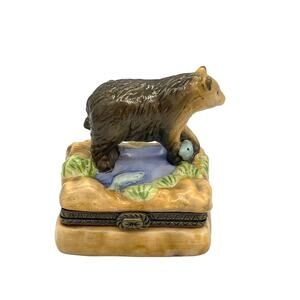 Porcelain Bear Hinged Trinket Box by Foreside